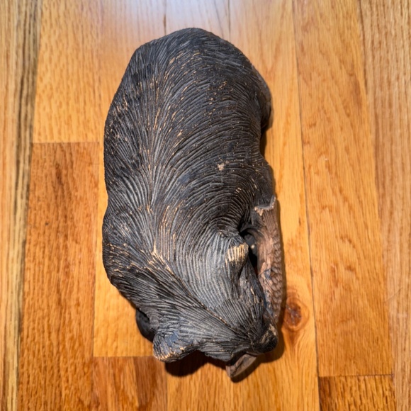 ANTIQUE CARVED WOODEN AINU BEAR WITH FISH HOKKAIDO JAPAN - Picture 5 of 9